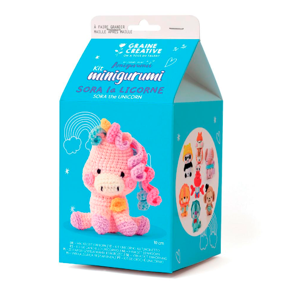 set de ganchillo unicornio minigurumi